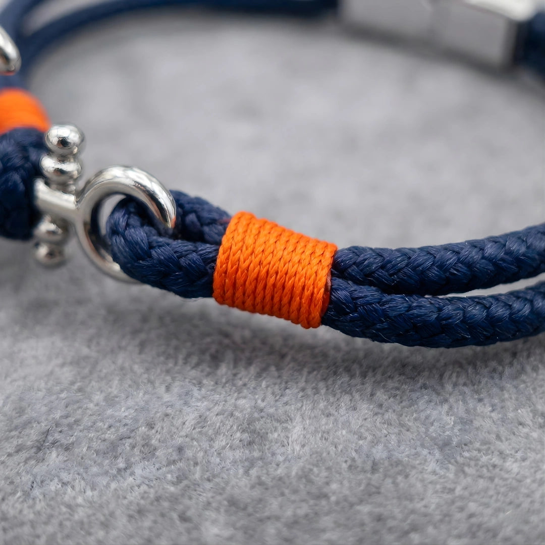 Bracciale Ancora Nautica in Paracord Blu Navy e Arancio