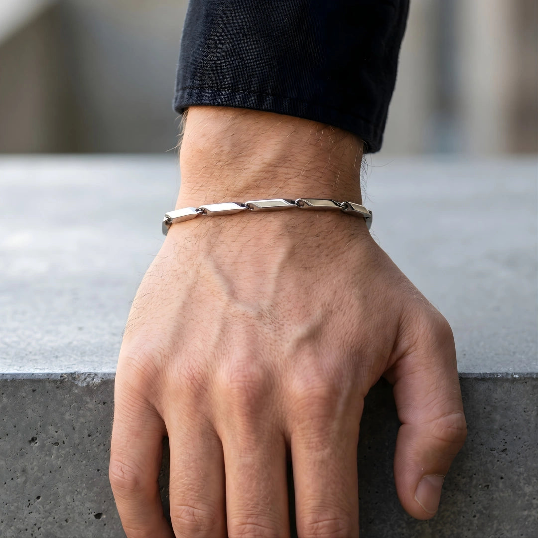 Bracciale Minimal Geometrico in Acciaio 316L