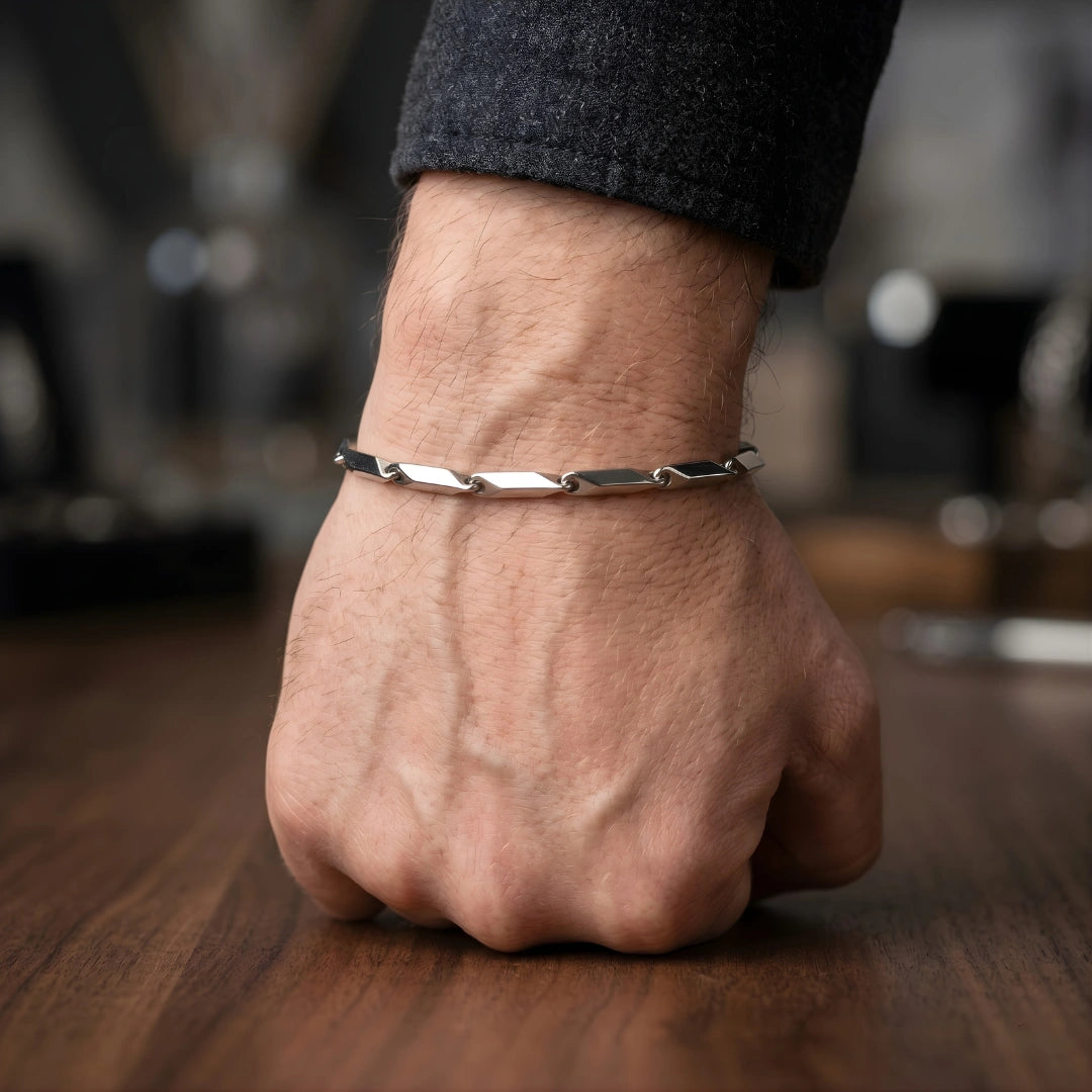 Bracciale Minimal Geometrico in Acciaio 316L