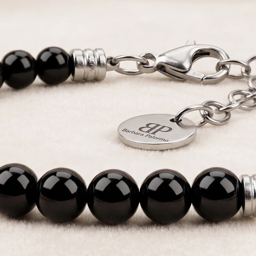 Bracciale Stones Onice Nero 4 mm