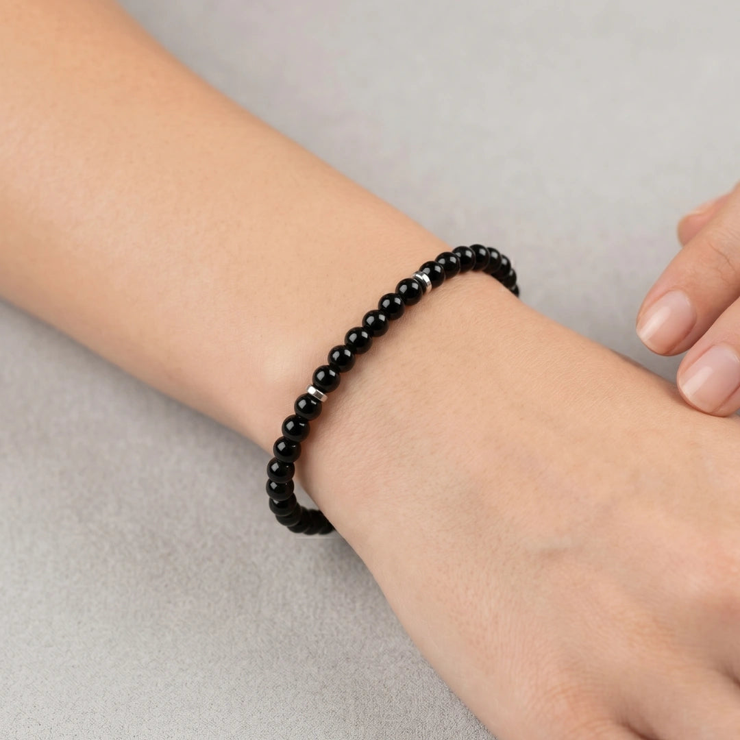Bracciale Stones Onice Nero 4 mm