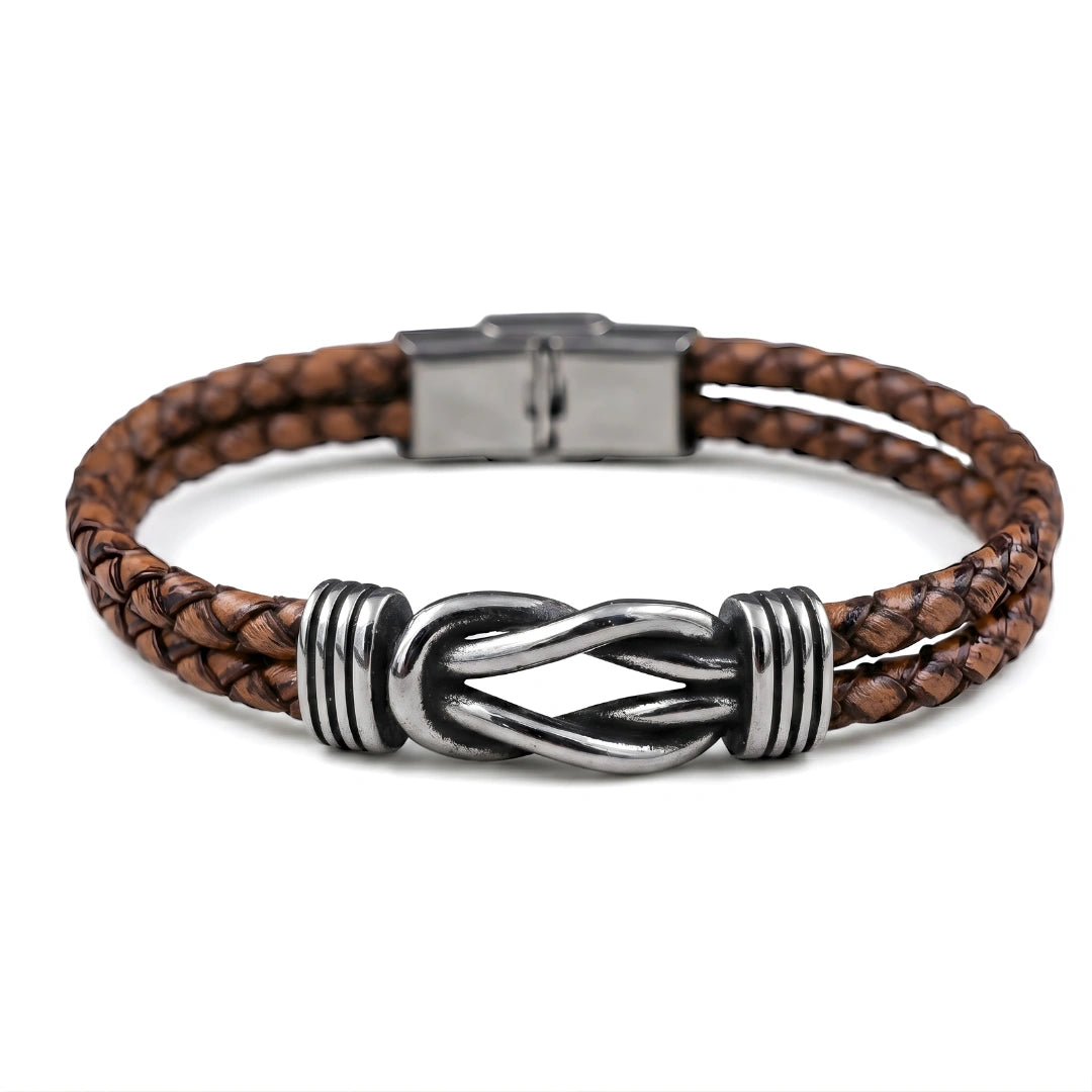 Bracciale Simbolo Infinito in Pelle Marrone