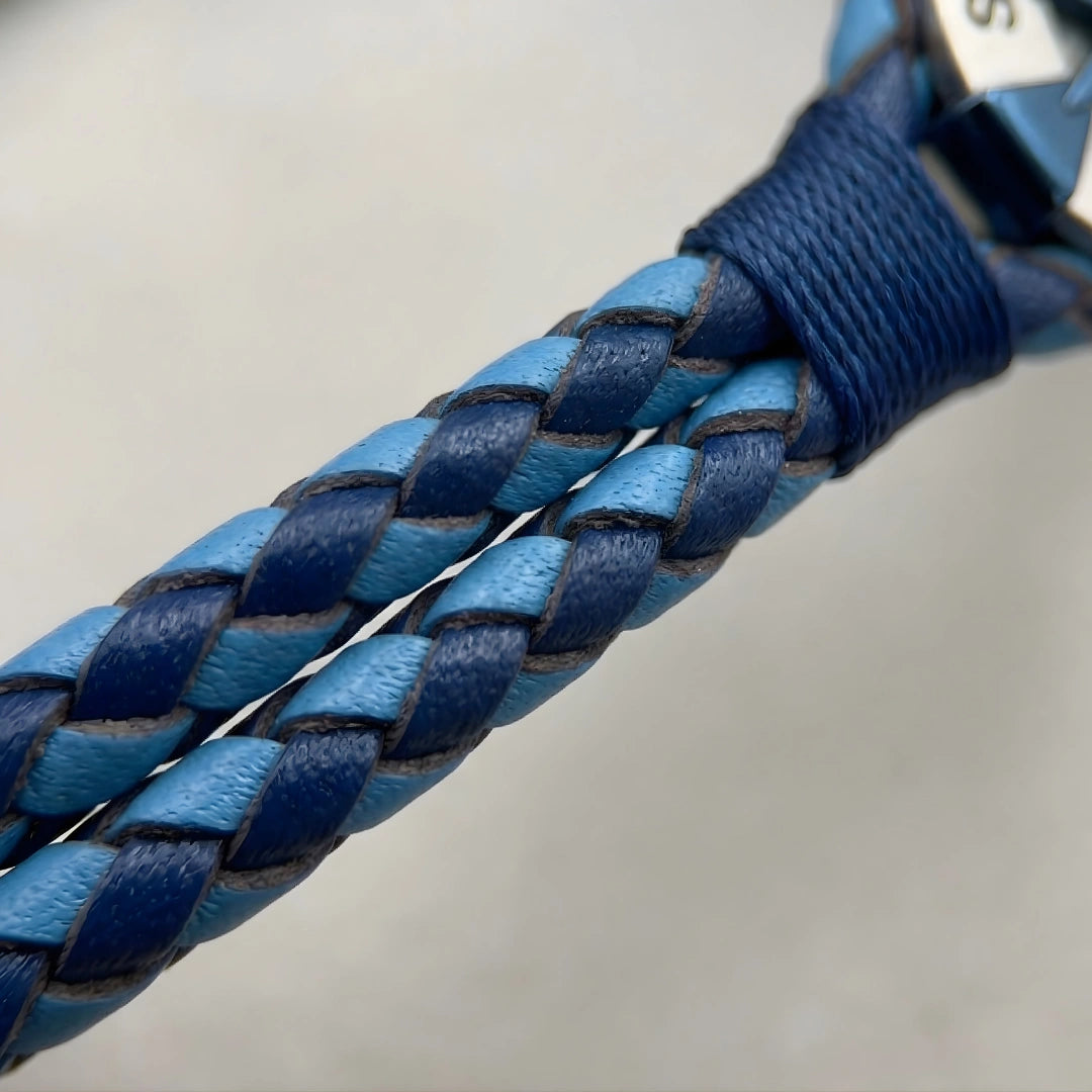 Bracciale Rosa dei Venti Blu Intrecciato Doppio