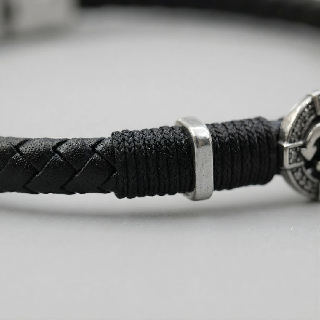 Bracciale Ancora Nautica Nero Intrecciato