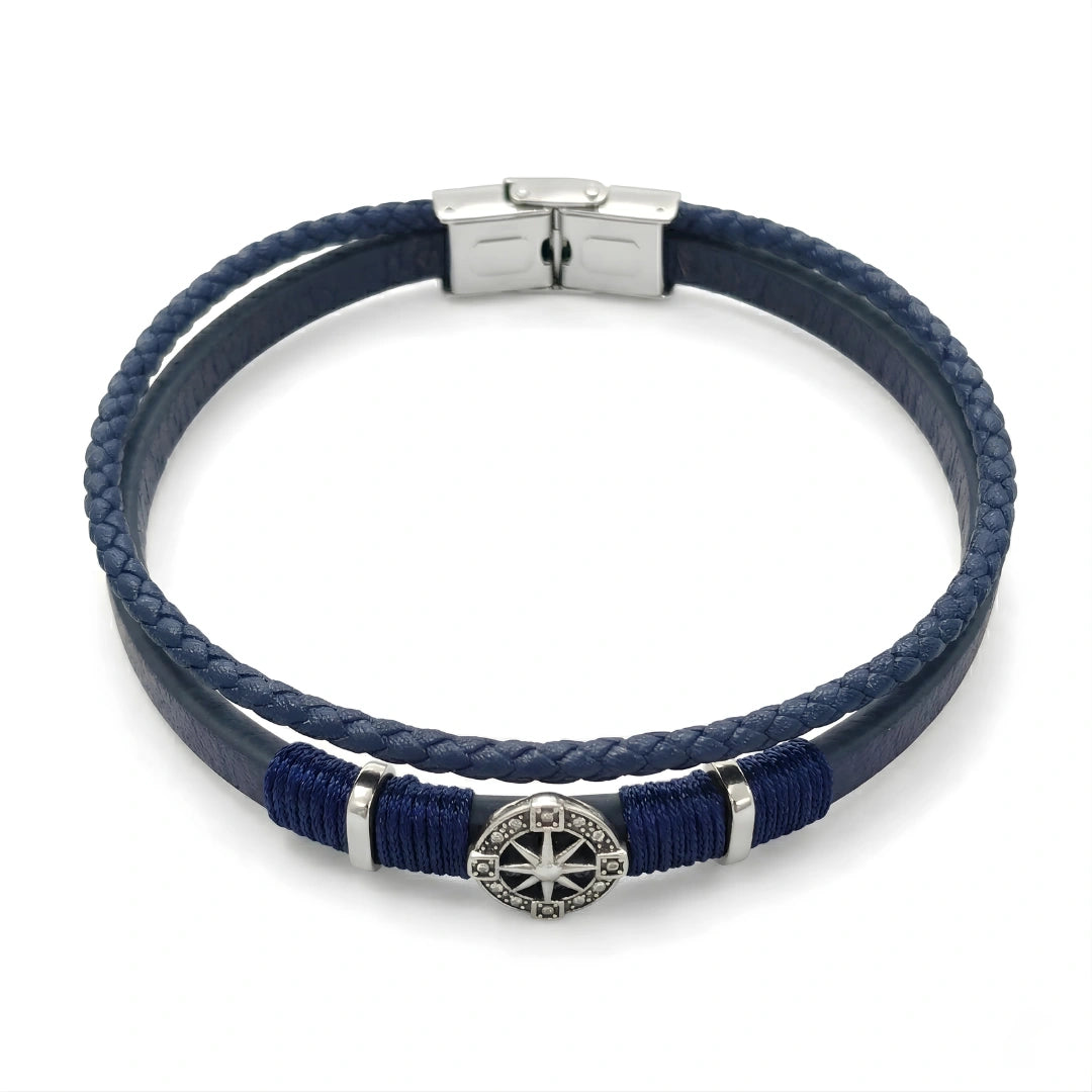 Bracciale Rosa dei Venti in Pelle blu
