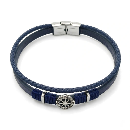 Bracciale Rosa dei Venti in Pelle blu