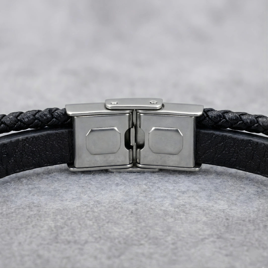 Bracciale Rosa dei Venti Nero Doppio Intreccio
