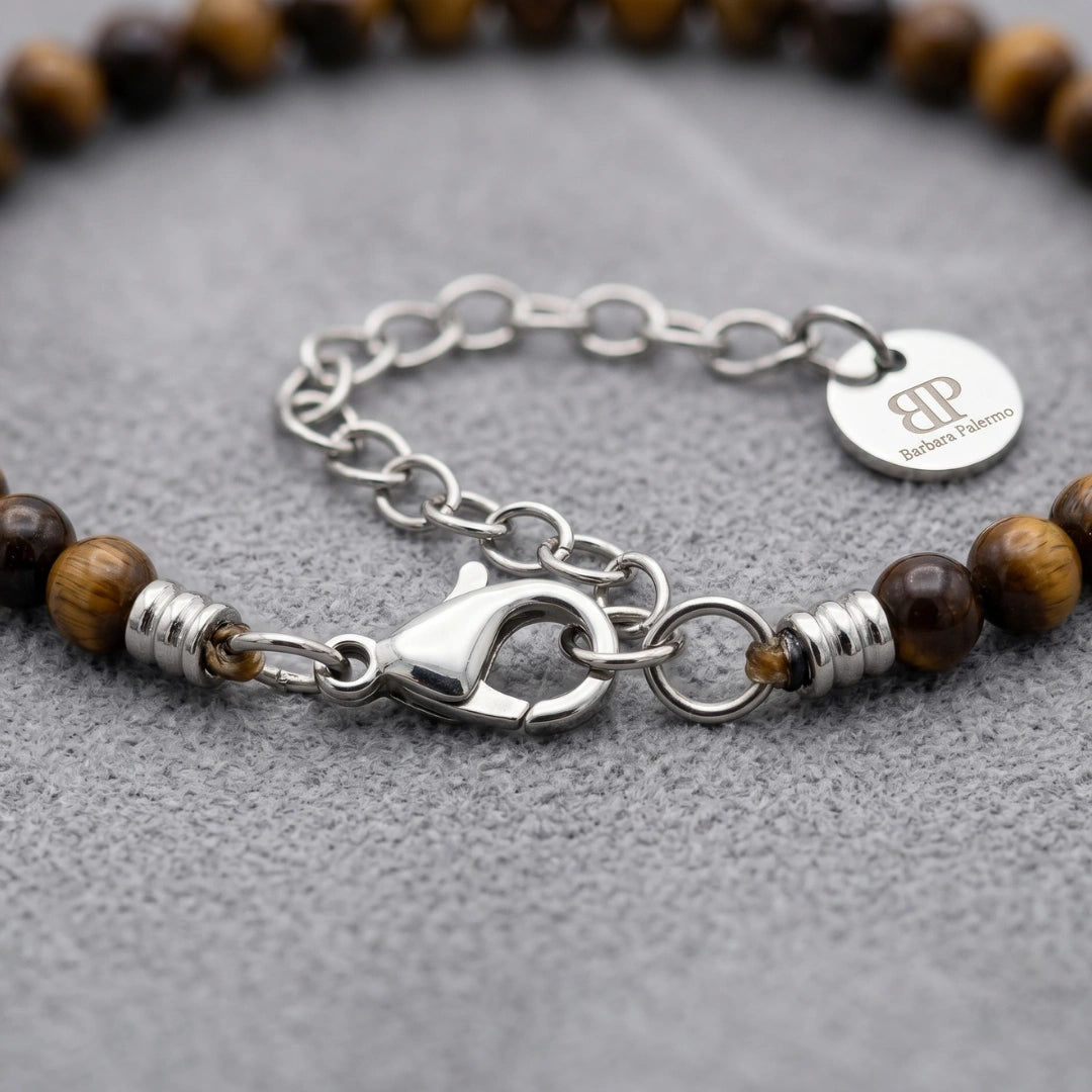 Bracciale Stones Occhio di Tigre 4 mm in Filo Nautico