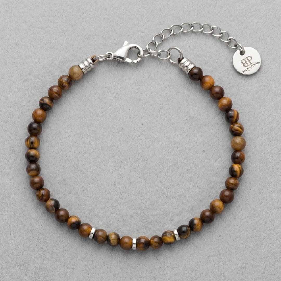 Bracciale Stones Occhio di Tigre 4 mm in Filo Nautico