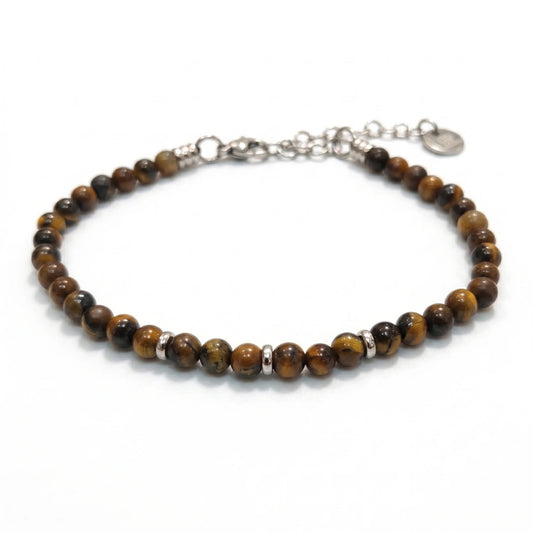 Bracciale Stones Occhio di Tigre 4 mm in Filo Nautico