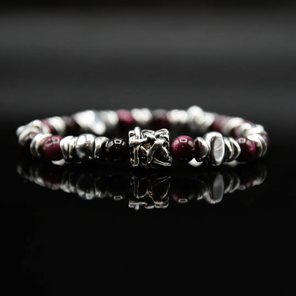 Lila Tigerauge-Armband PASSION mit Silberanschlüssen