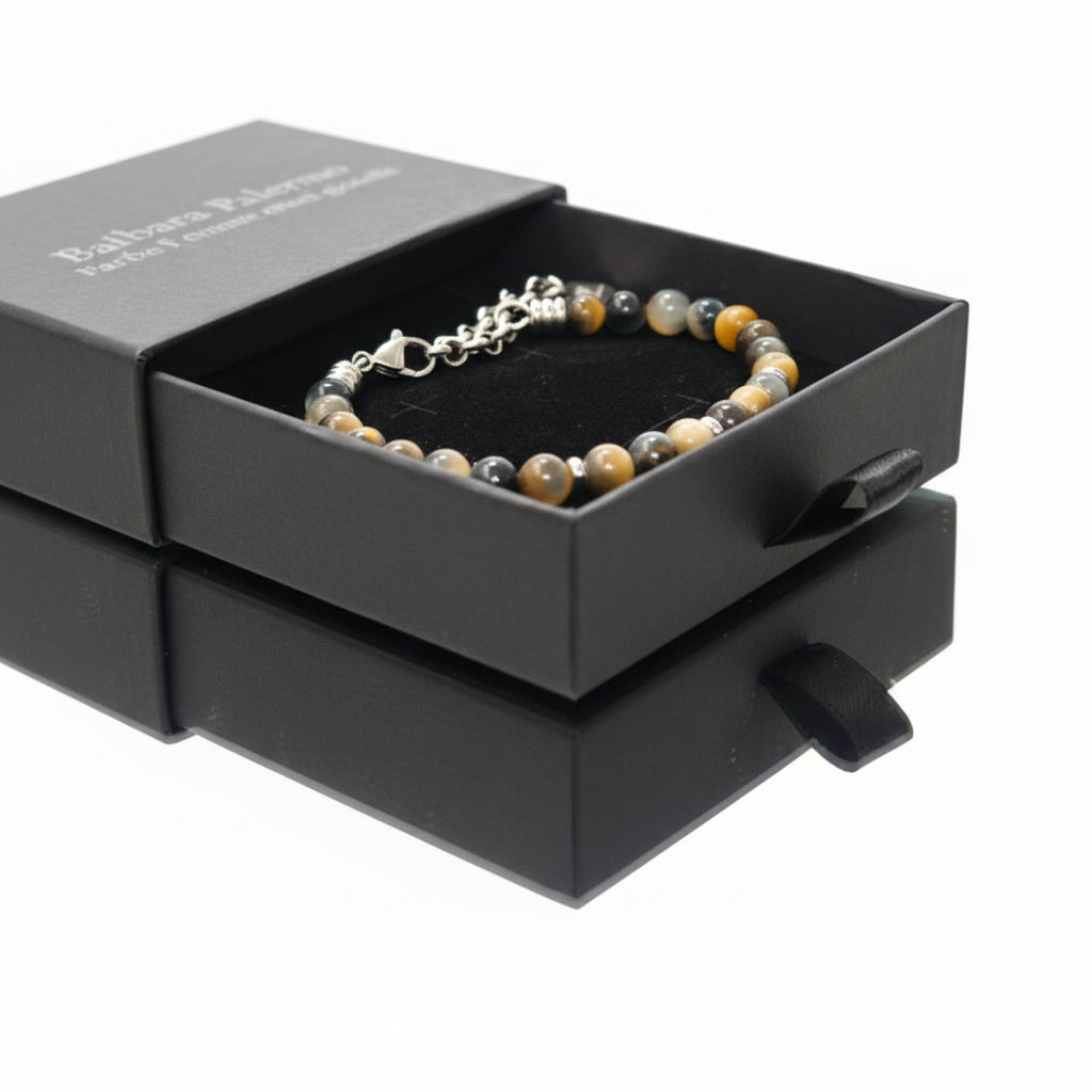 Bracciale stones Safari Occhio di Tigre Grigio 6 mm