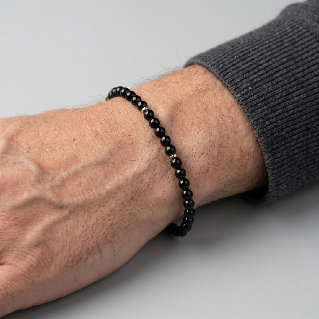 Bracciale Stones Onice Nero 4 mm