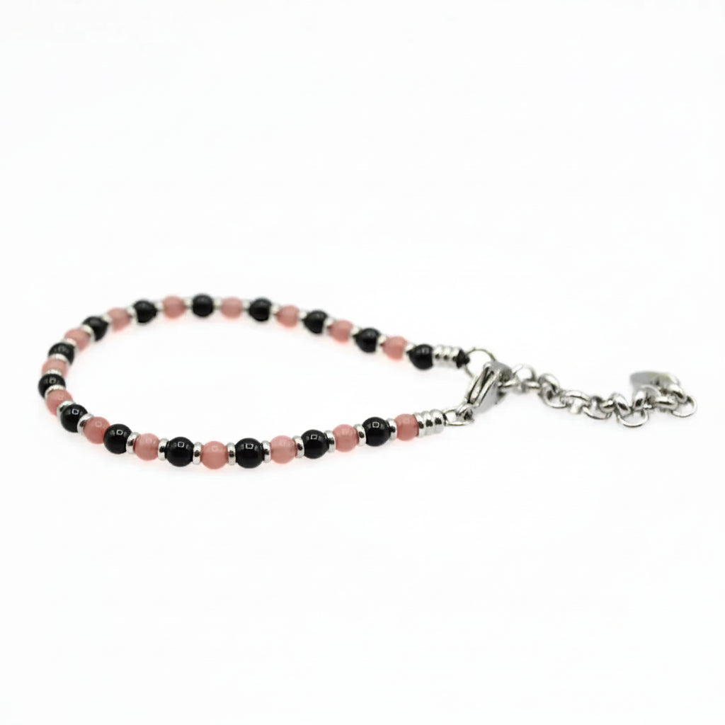 Bracciale Rosa Nero stones Emblema di Stile e Passione