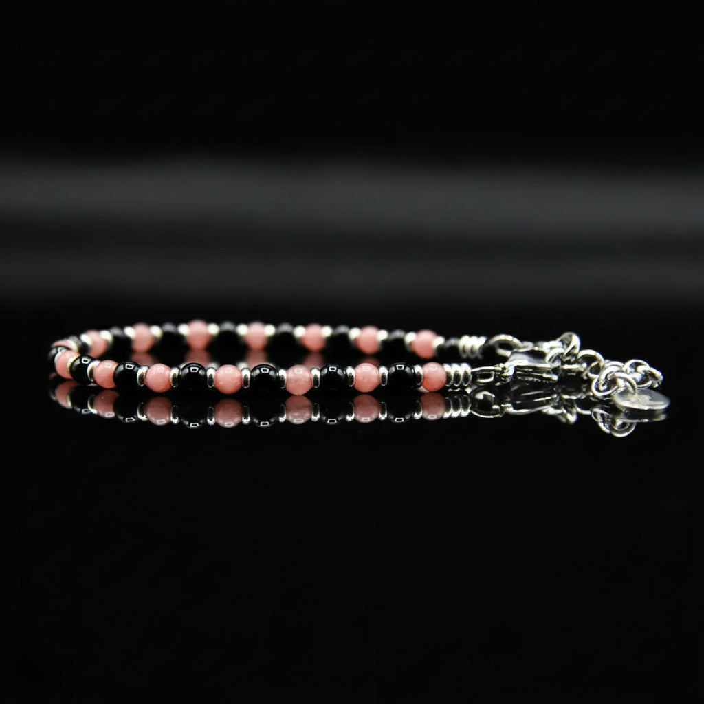 Bracciale Rosa Nero stones Emblema di Stile e Passione