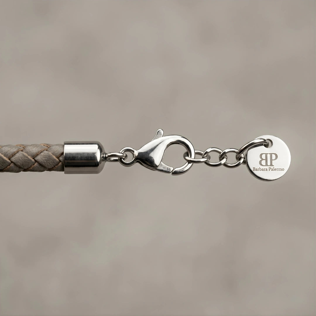Bracciale Ancora in Pelle grigio tortora 5 mm