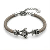 Bracciale Ancora in Pelle grigio tortora 5 mm