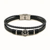 Bracciale Ancora Nautico in Pelle nera