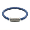 Bracciale Pelle Blu Inserto puntinato acciaio