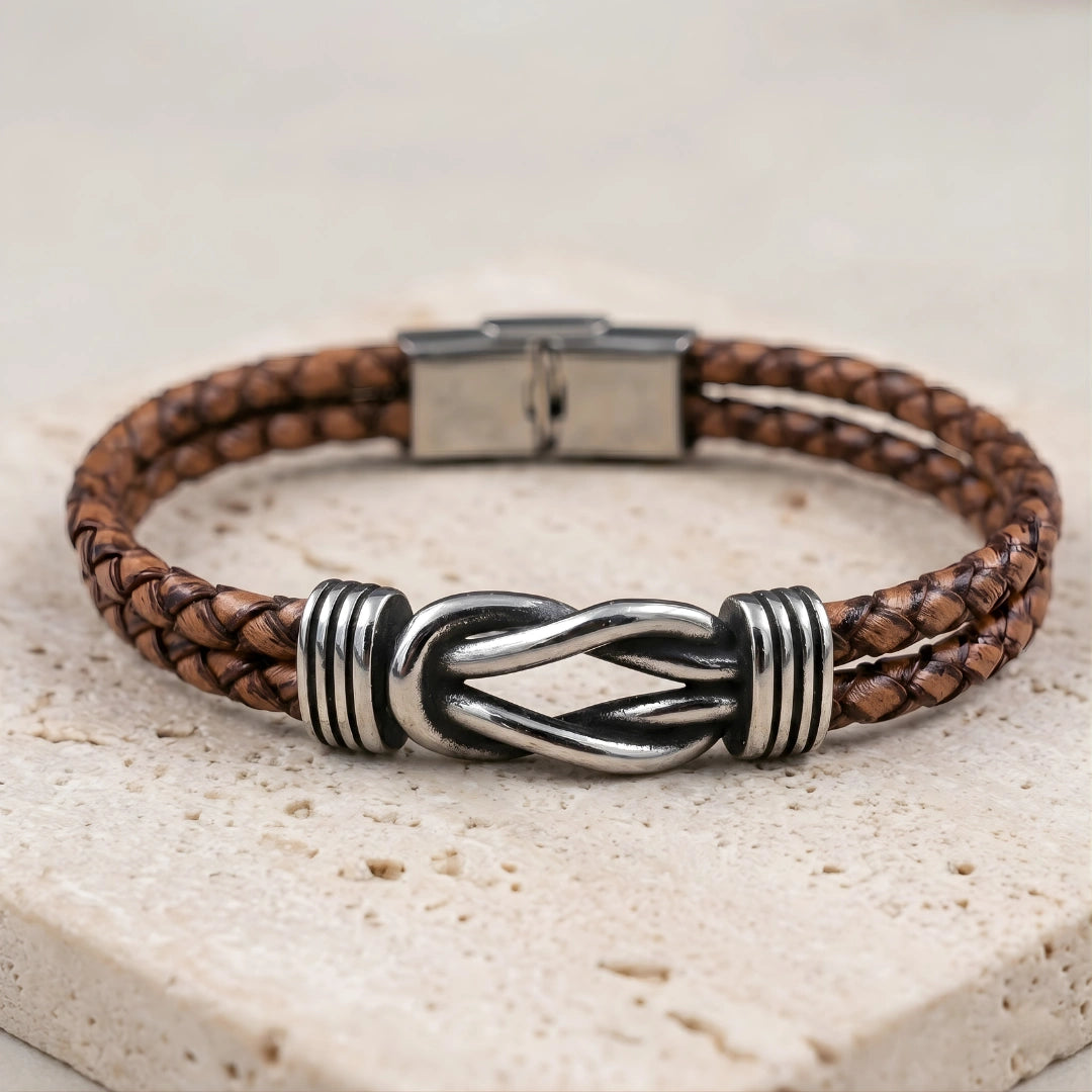 Bracciale Simbolo Infinito in Pelle Marrone