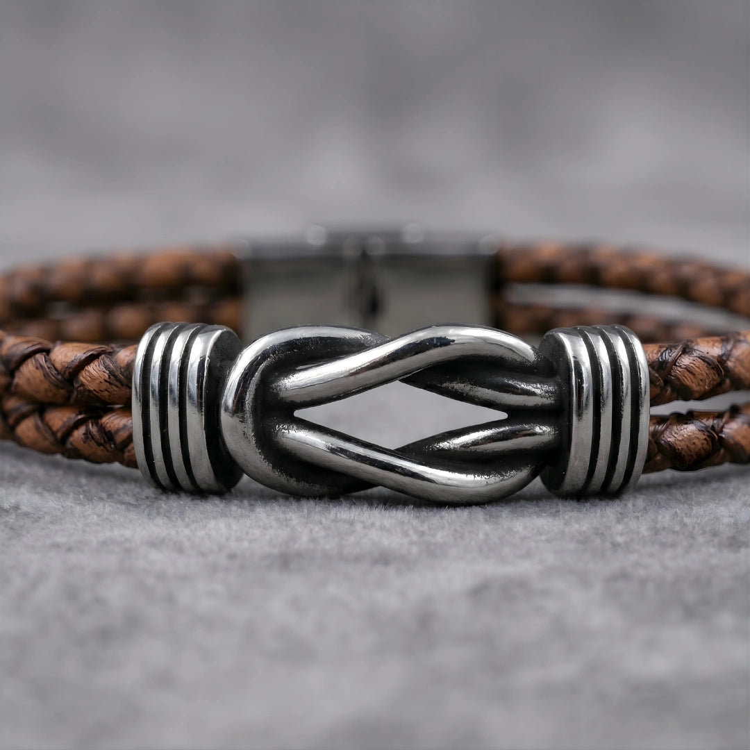 Bracciale Simbolo Infinito in Pelle Marrone