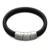 Bracciale in Pelle Intrecciata Nera 1 cm