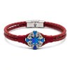 Bracciale Rosa dei Venti in Pelle Rossa  Doppio Intreccio