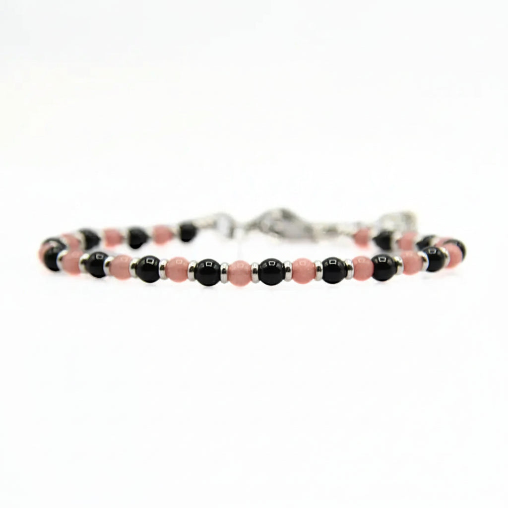 Bracciale Rosa Nero stones Emblema di Stile e Passione