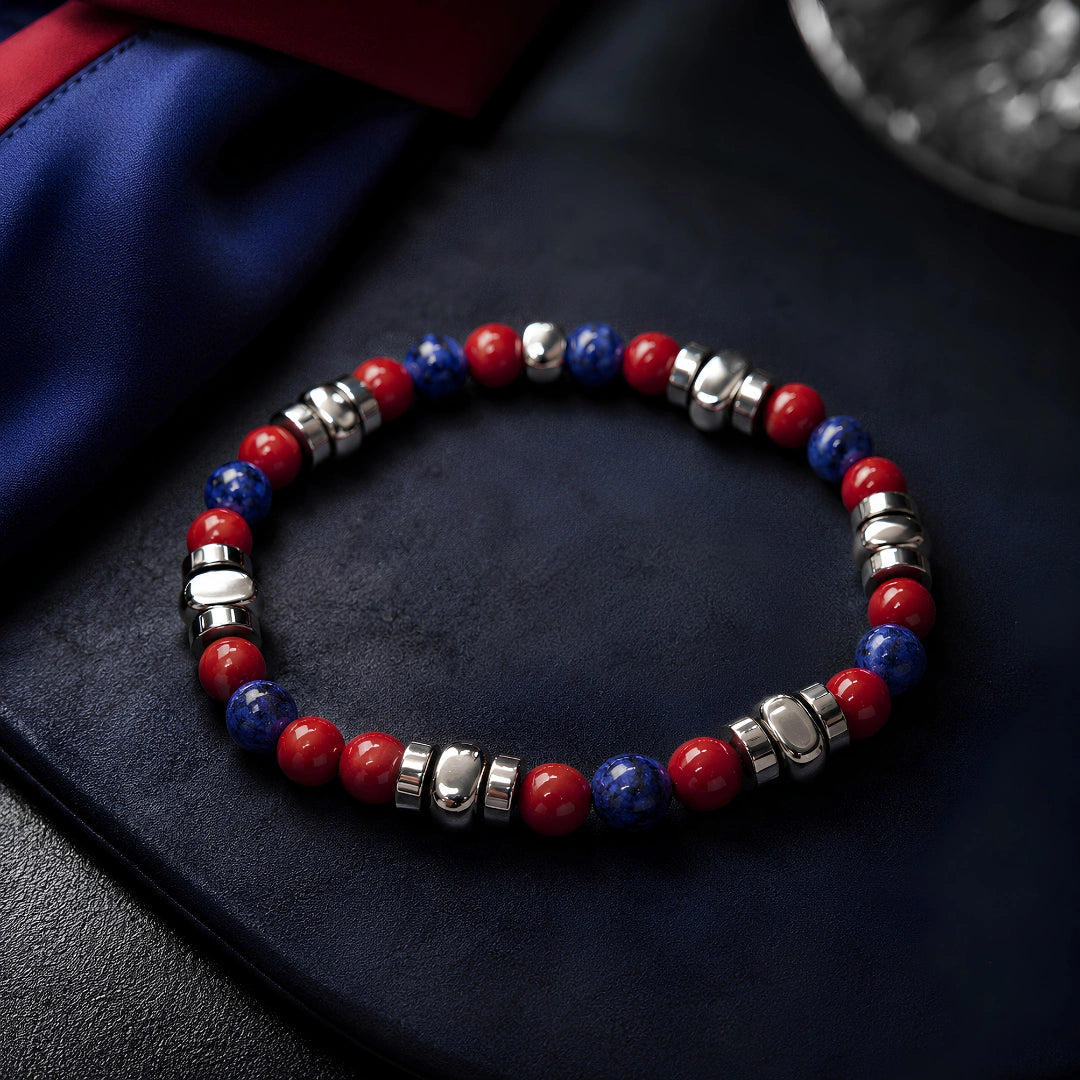 Bracciale Rosso Blu Bologna 05 elastico