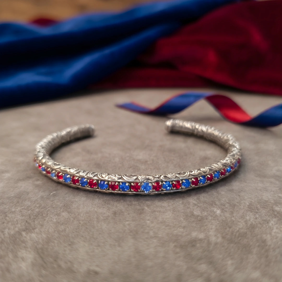 Bracciale Tennis Rigido RossoBlu placcato Argento