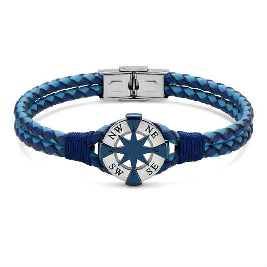 Bracciale Rosa dei Venti Blu Intrecciato Doppio