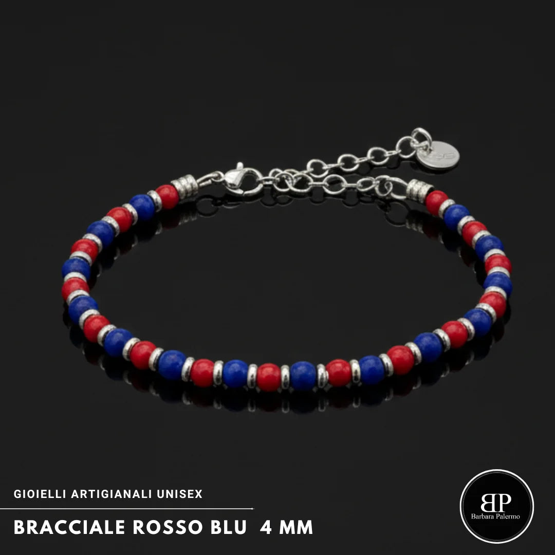 Bracciale Rosso blu Lapis e Agata Rossa 4 mm