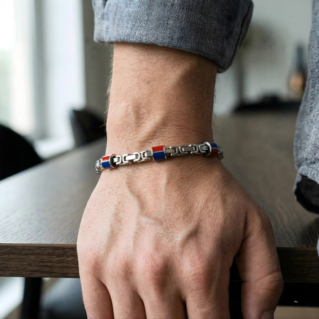 Bracciale Rosso Blu  Tifosi Bold 02 acciaio 316 L