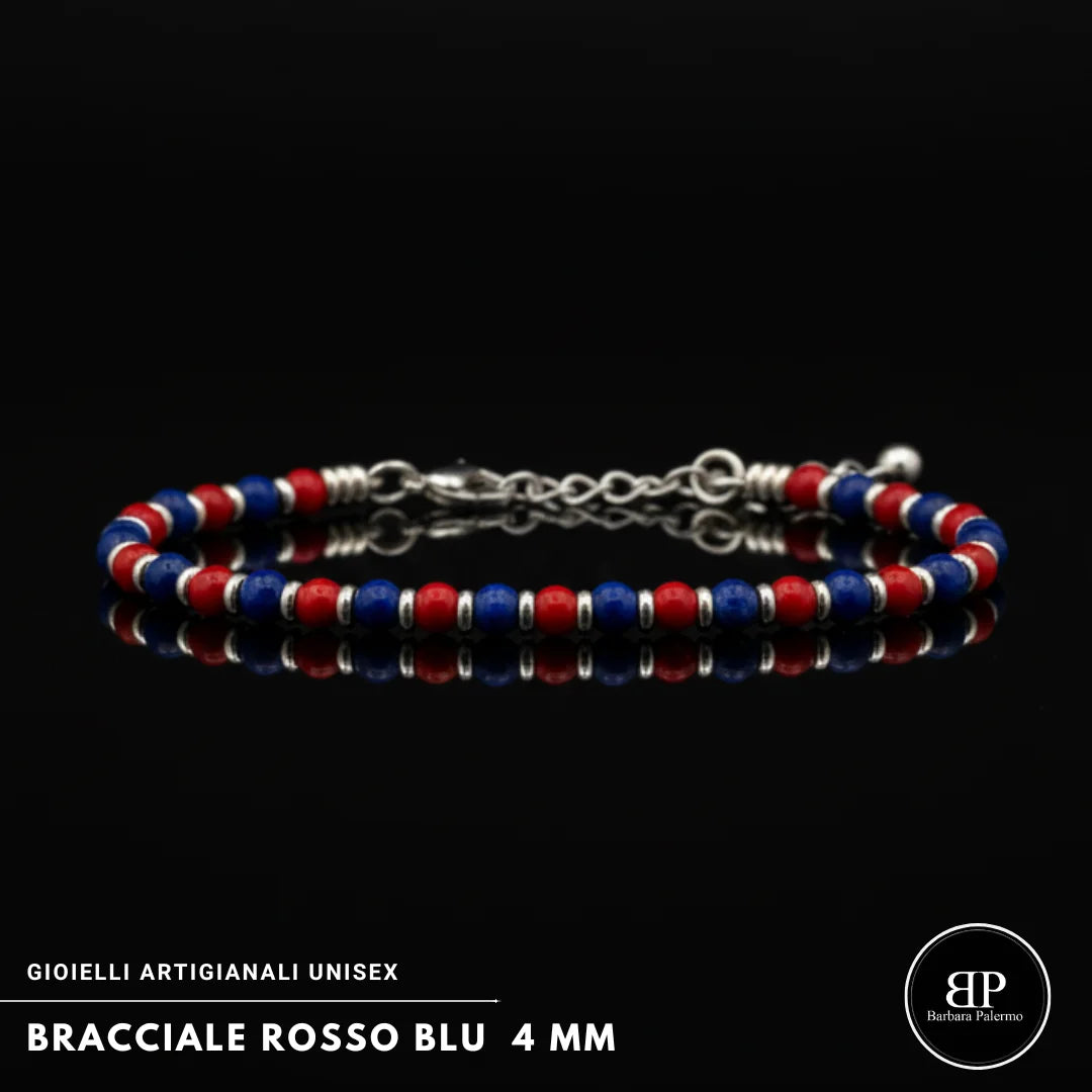 Bracciale Rosso blu Lapis e Agata Rossa 4 mm