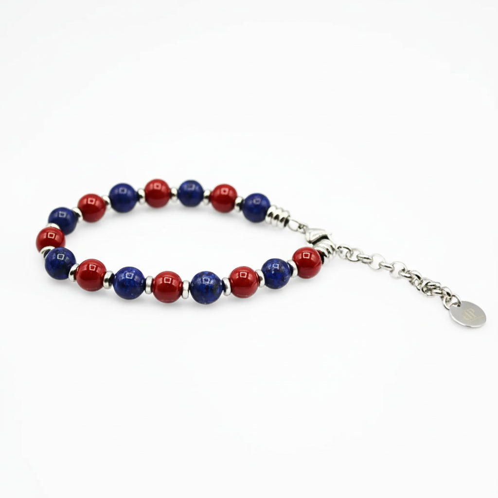 Bracciale Rosso Blu 8 mm- Eleganza e Passione
