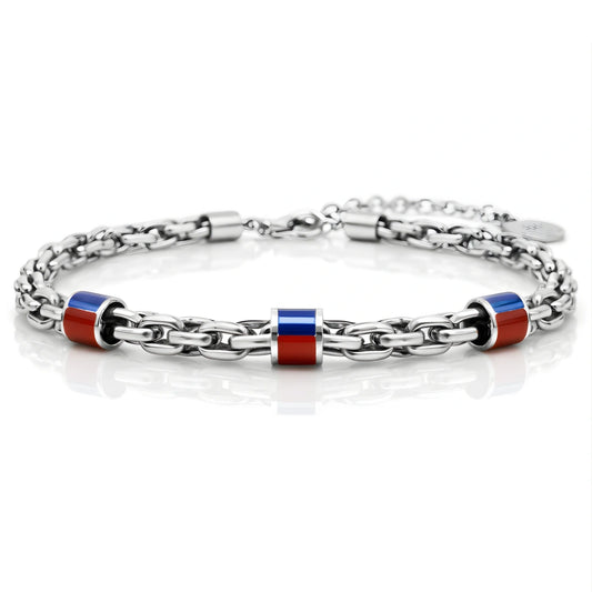 Bracciale Rosso Blu Bold Acciaio 316L