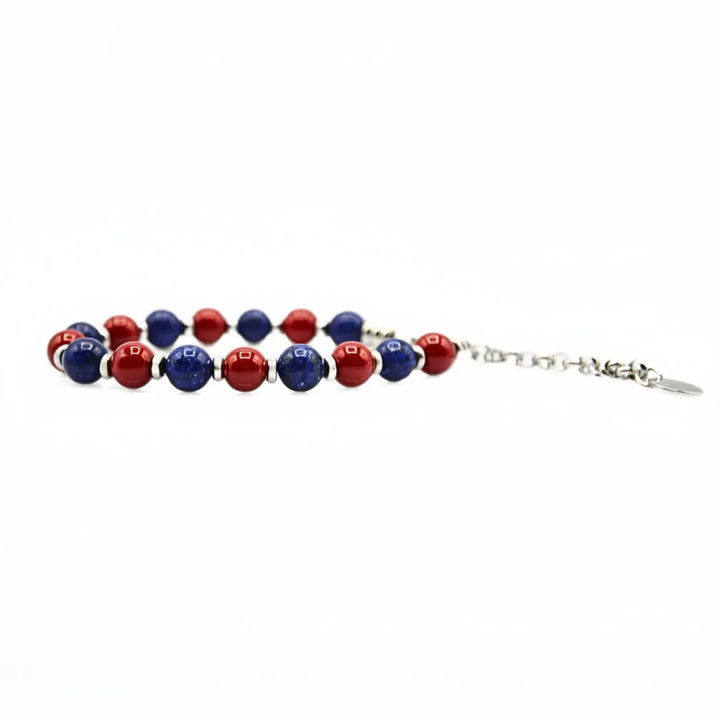 Bracciale Rosso Blu 8 mm- Eleganza e Passione