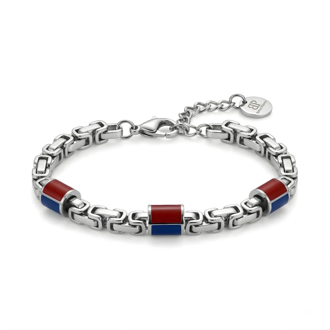 Bracciale Rosso Blu  Tifosi Bold 02 acciaio 316 L