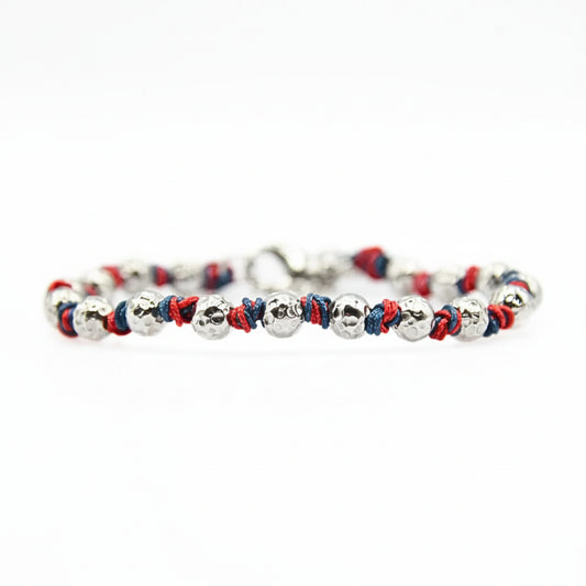 Bracciale Rosso Blu con Sfere in Acciaio - Per i Veri Tifosi!