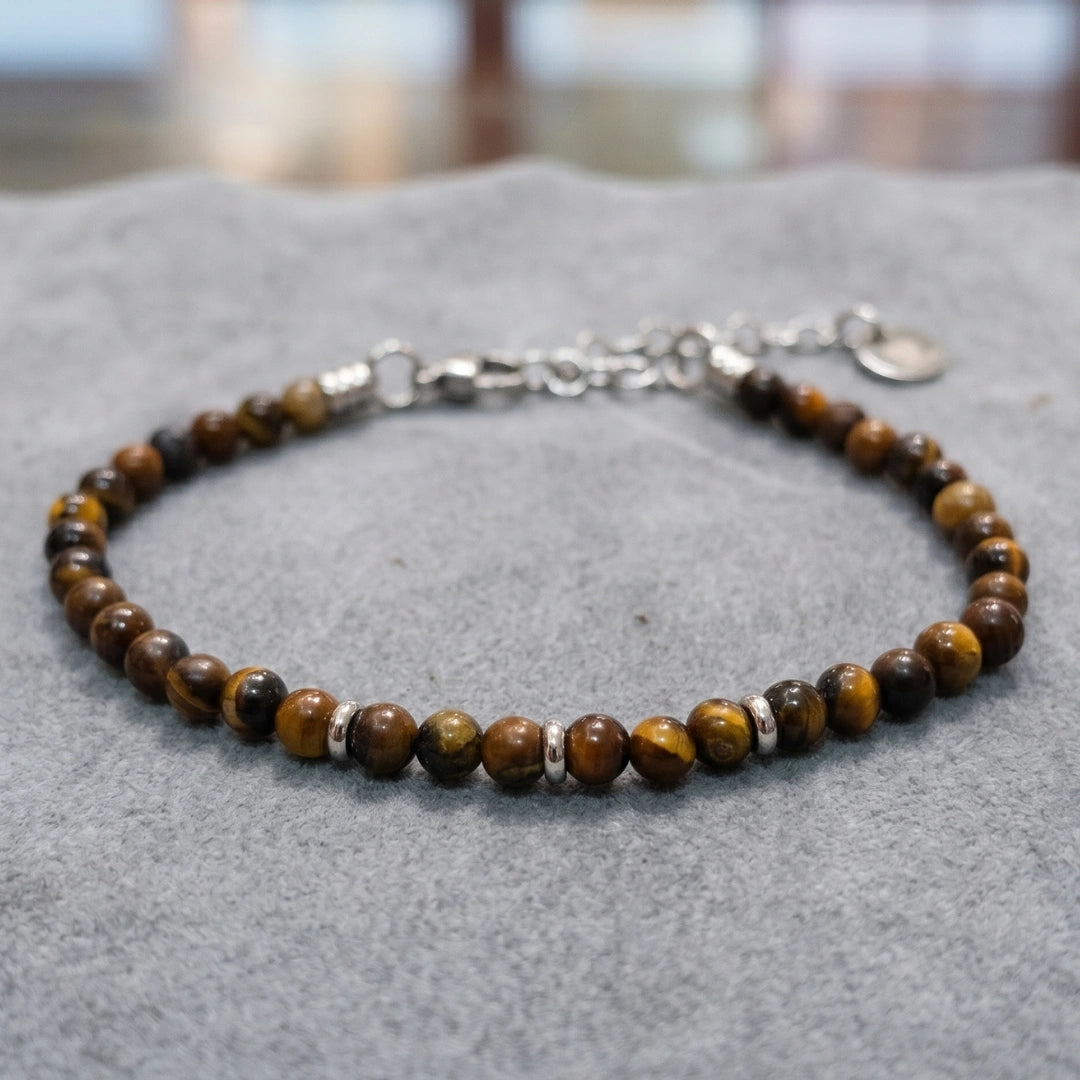Bracciale Stones Occhio di Tigre 4 mm in Filo Nautico