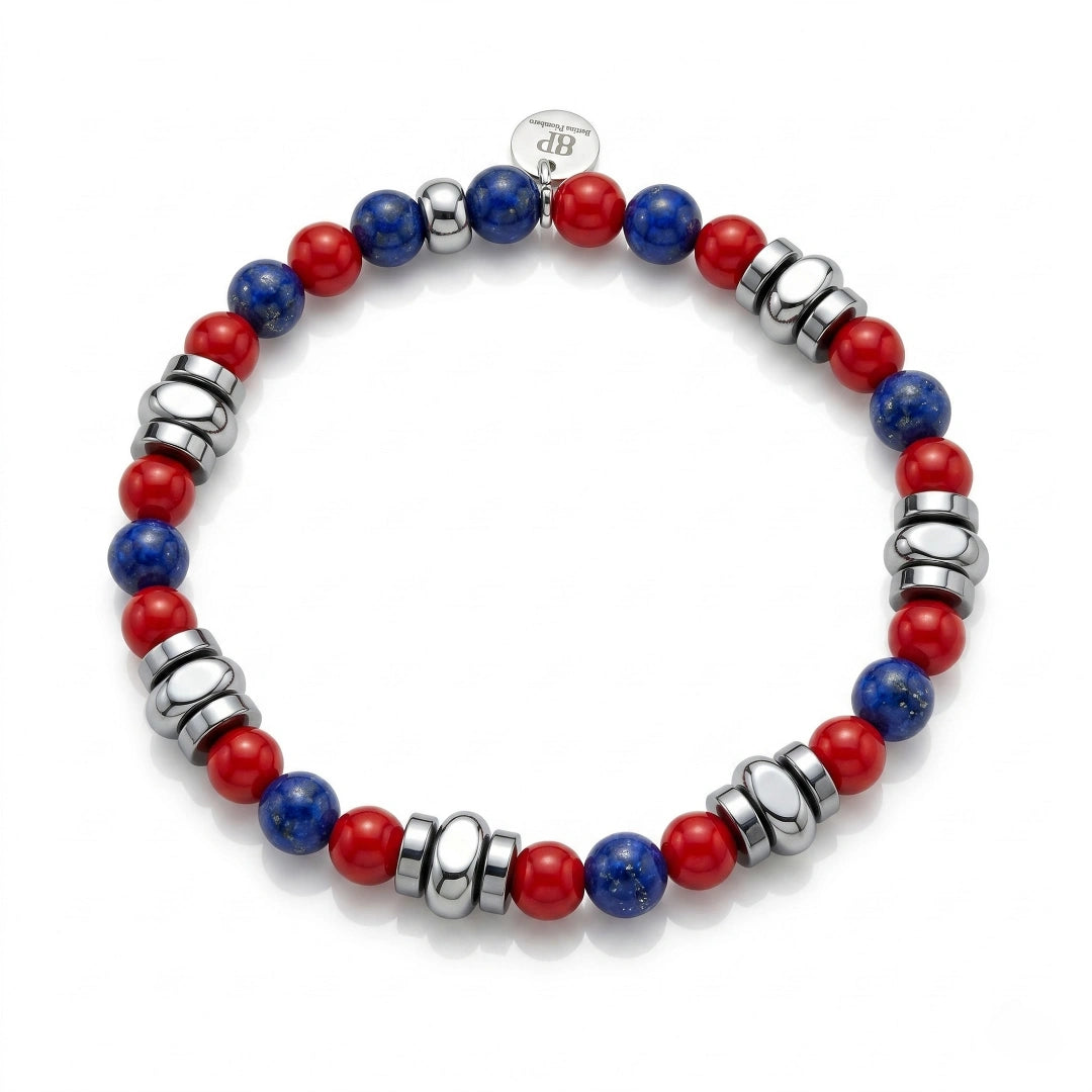 Bracciale Rosso Blu Bologna 05 elastico