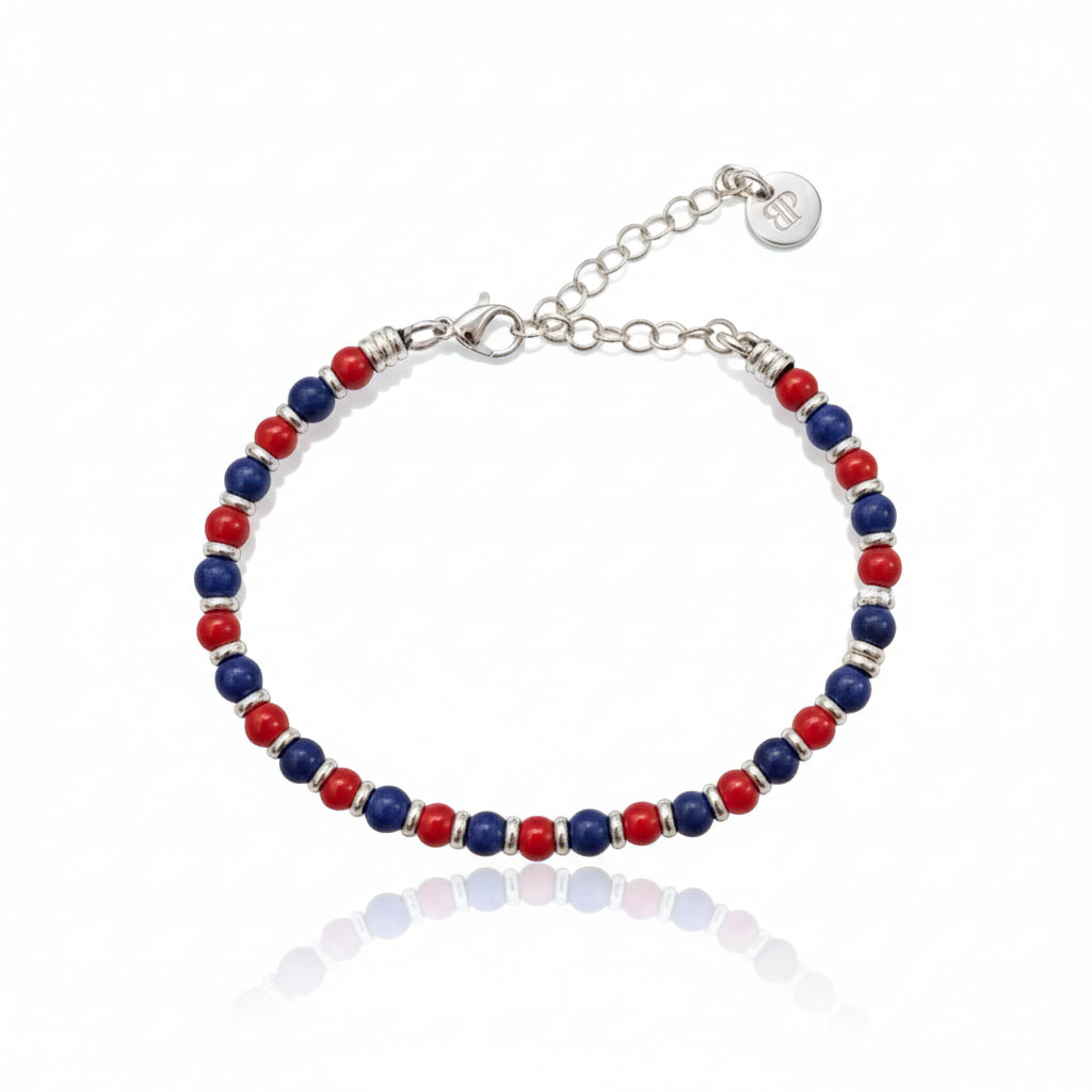 Bracciale Rosso blu Lapis e Agata Rossa 4 mm