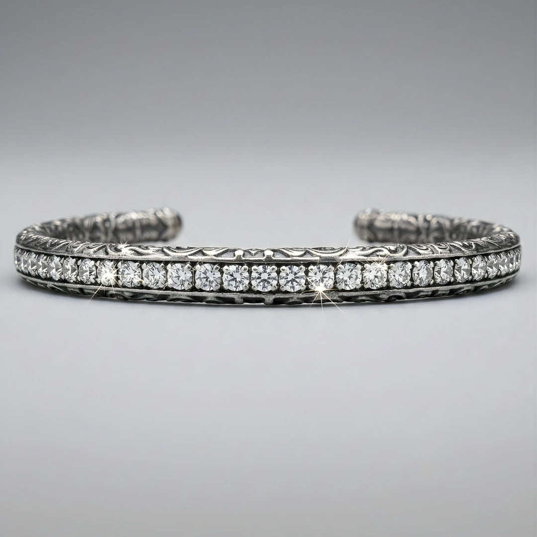 Bracciale Tennis Rigido Artigianale  Zirconia Ghiaccio