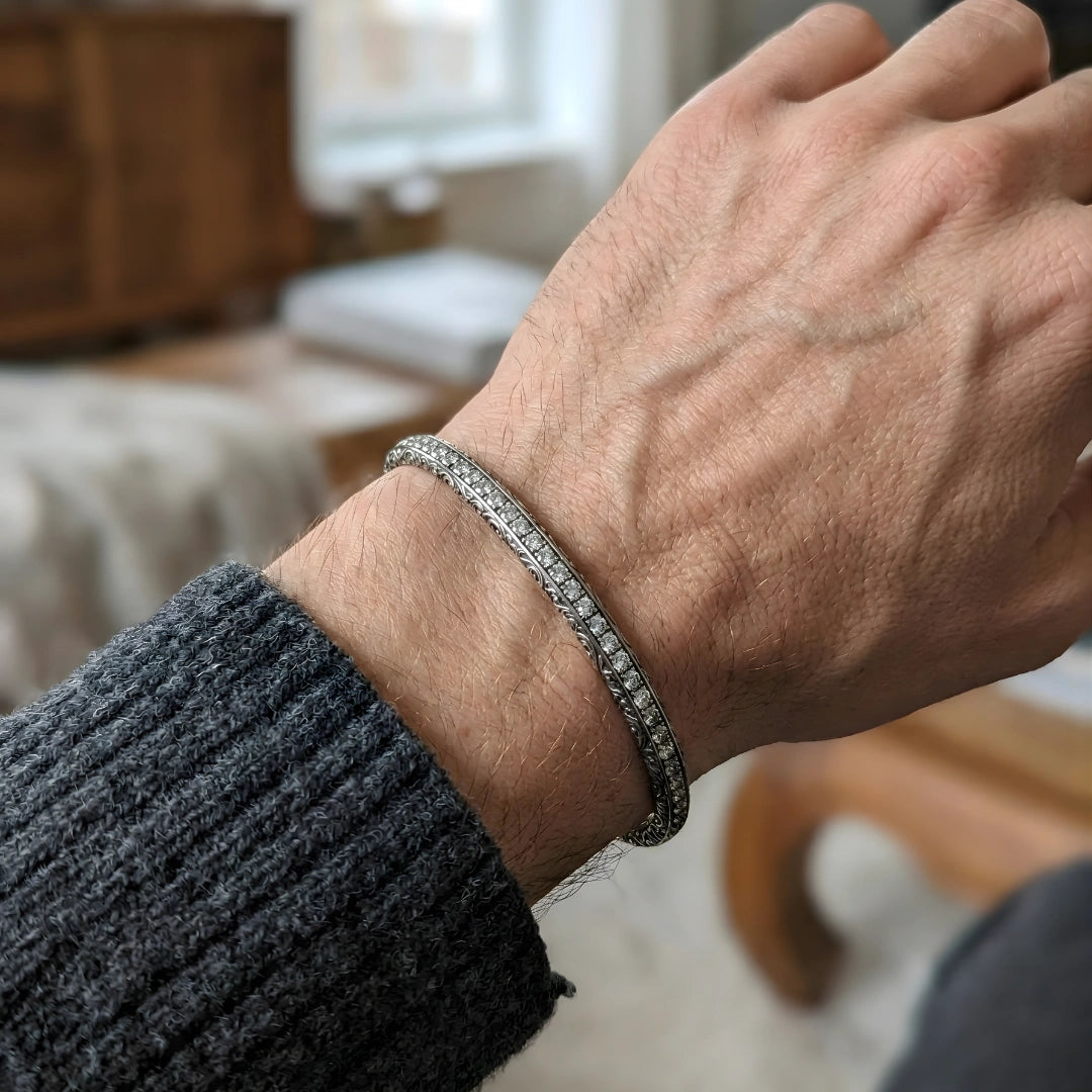 Bracciale Tennis Rigido Artigianale  Zirconia Ghiaccio