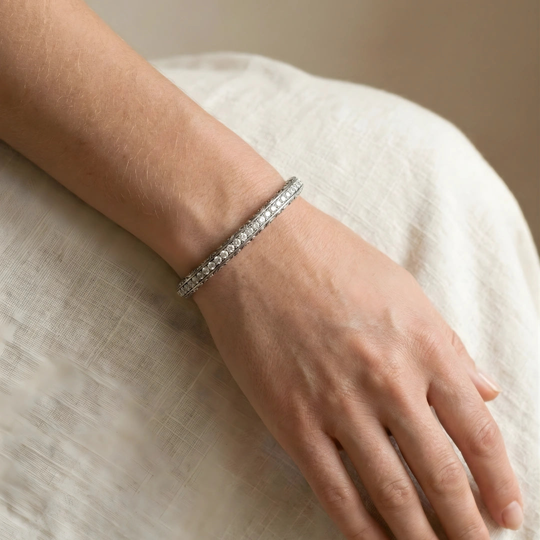 Bracciale Tennis Rigido Artigianale  Zirconia Ghiaccio