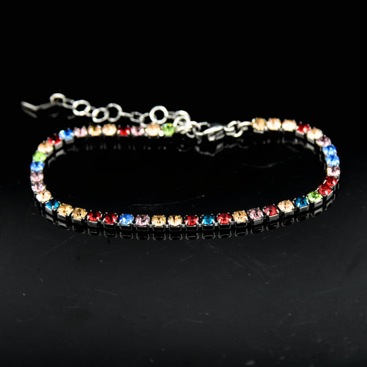 Bracciale Tennis multicolore "Arcobaleno" - Acciaio 316L e Cristalli