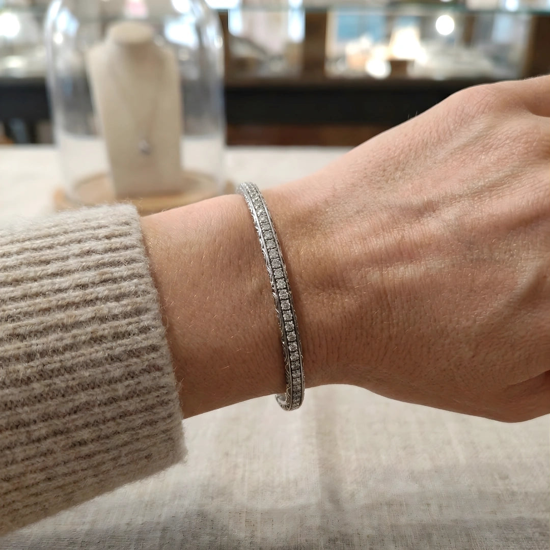 Bracciale Tennis Rigido Artigianale  Zirconia Ghiaccio