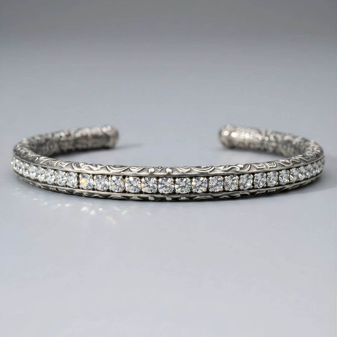 Bracciale Tennis Rigido Artigianale  Zirconia Ghiaccio