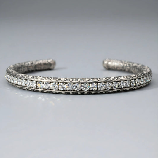 Bracciale Tennis Rigido Artigianale  Zirconia Ghiaccio