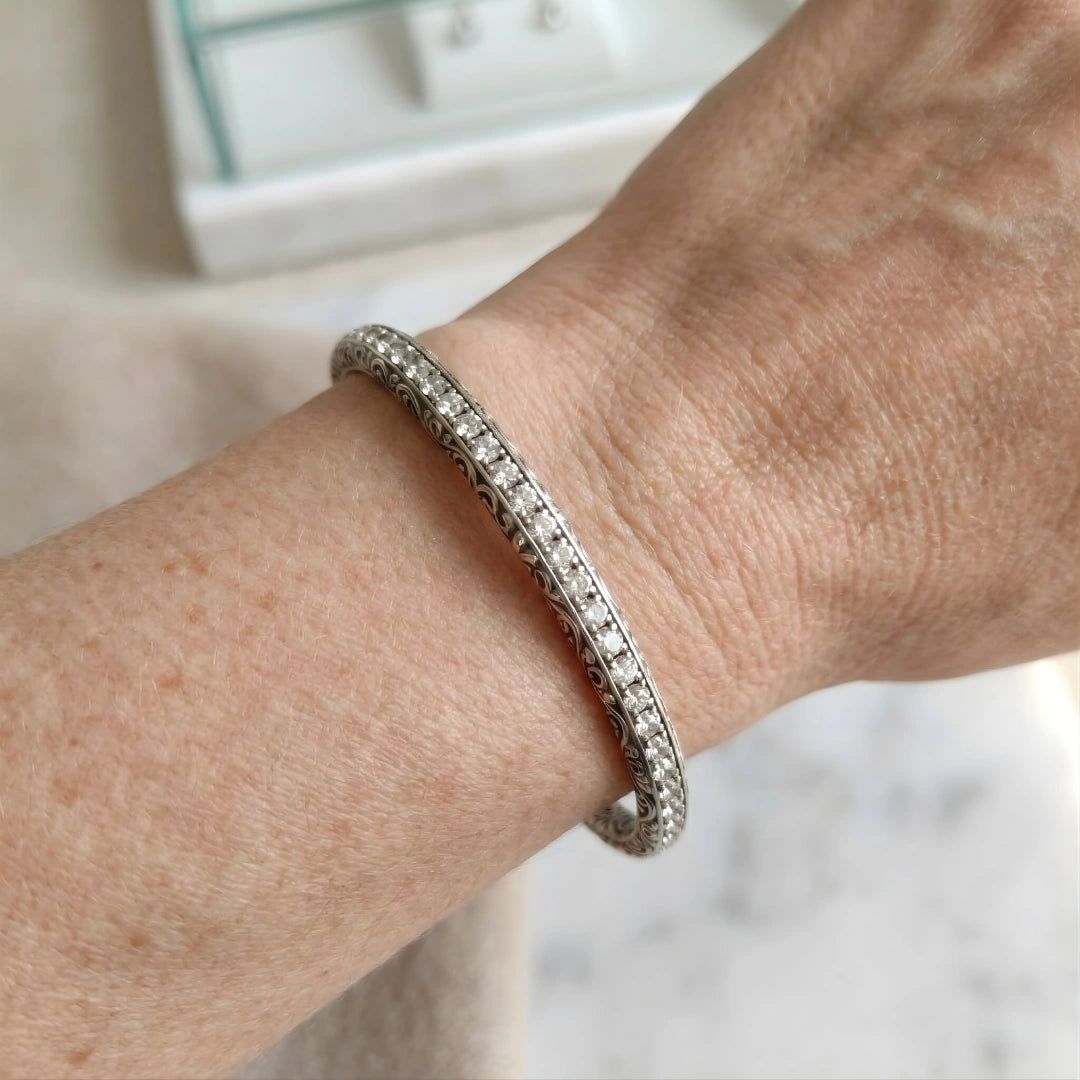 Bracciale Tennis Rigido Artigianale  Zirconia Ghiaccio